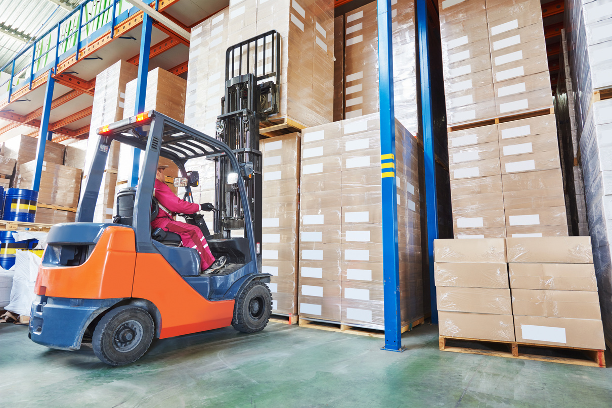 Worker at Warehouse Forklift Loader